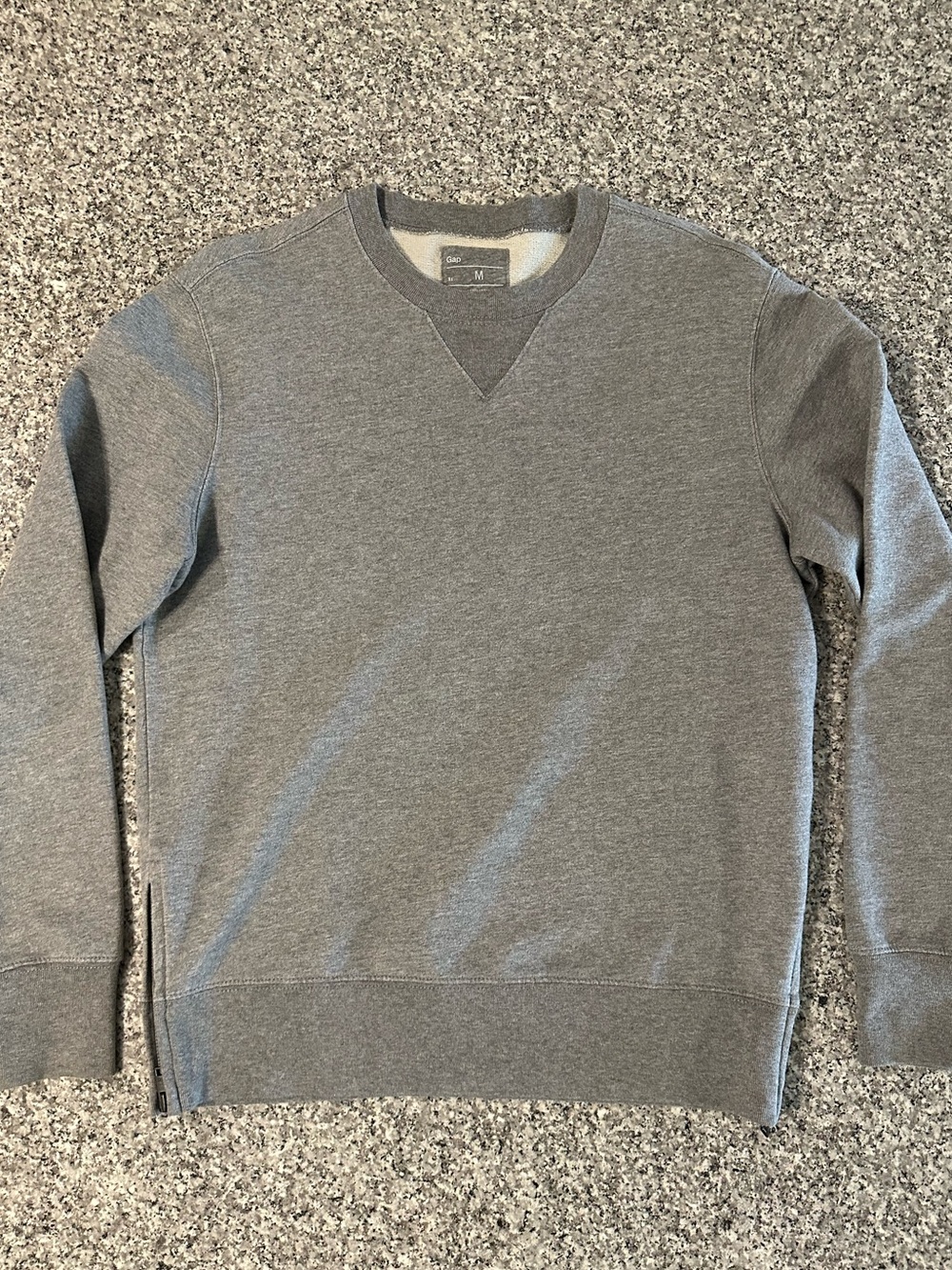 GAP Men's Gray Crewneck Sweater with V-Notch
